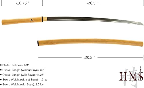 Miniatura 5 de HMS - Espada japonesa de samurái shirasaya katana, forjada a mano, acero al carbono 1095, templada en arcilla, de espiga completa, afilada