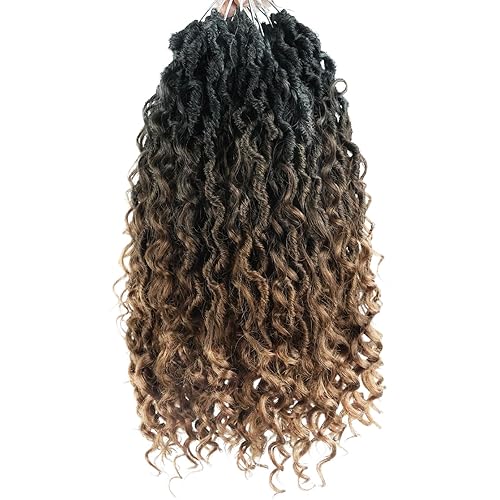 Goddess Locs - Cabello de ganchillo de 3 tonos bohemios de imitación de cabello de ganchillo ombré, rizos de río preenrollados, trenzas de ganchillo