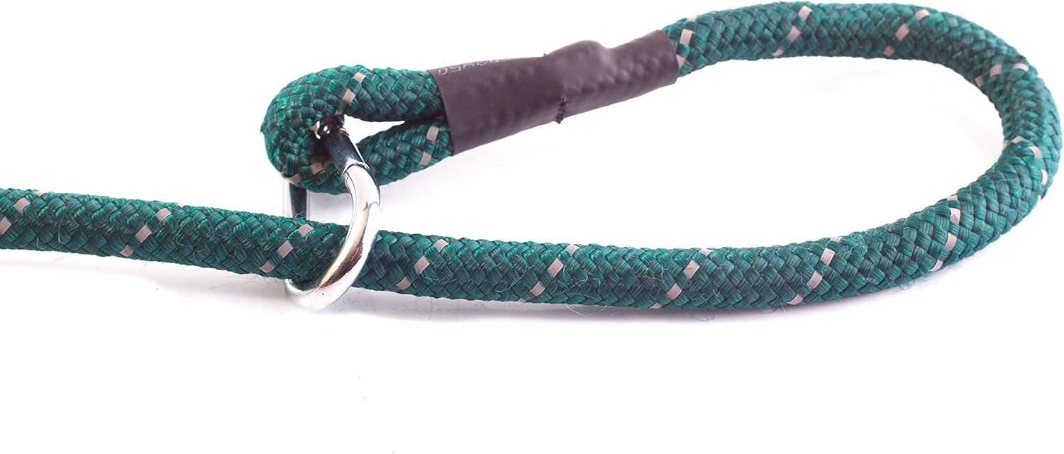 Soft Hi Viz Choker Dog Lead with Carbine Clip - Blue