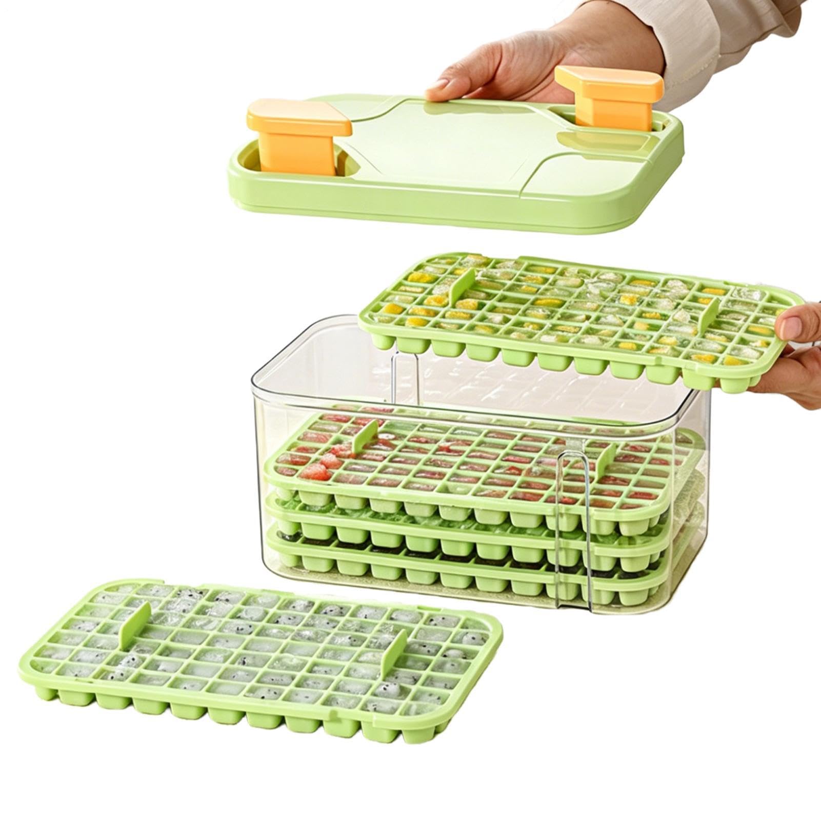 Cubitera Hielo 5 Piezas de Cubitera Apilable y Reutilizable con Contenedor | Moldes De Hielo Para Cóctel Con 77 Cavidades para congelador y cocina, enfriar bebidas, café, cóctel y whisky, y otras