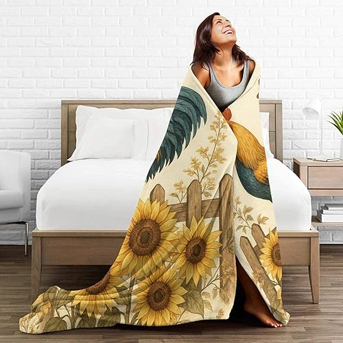 Miniatura 7 de Manta de pollo, manta de gallo, suave, cálida y acogedora felpa de pollo, ropa de cama de pollo, manta de gallos de animales de granja, regalos para