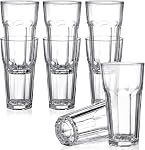 Yopay Ensemble de 8 Verres à haute pression, 12oz Verres d'eau trempés sans plomb, base épaisse, verre de thé chaud glacé clair pour cocktail, jus, milkshake, tasse de gobelet à bière Soda