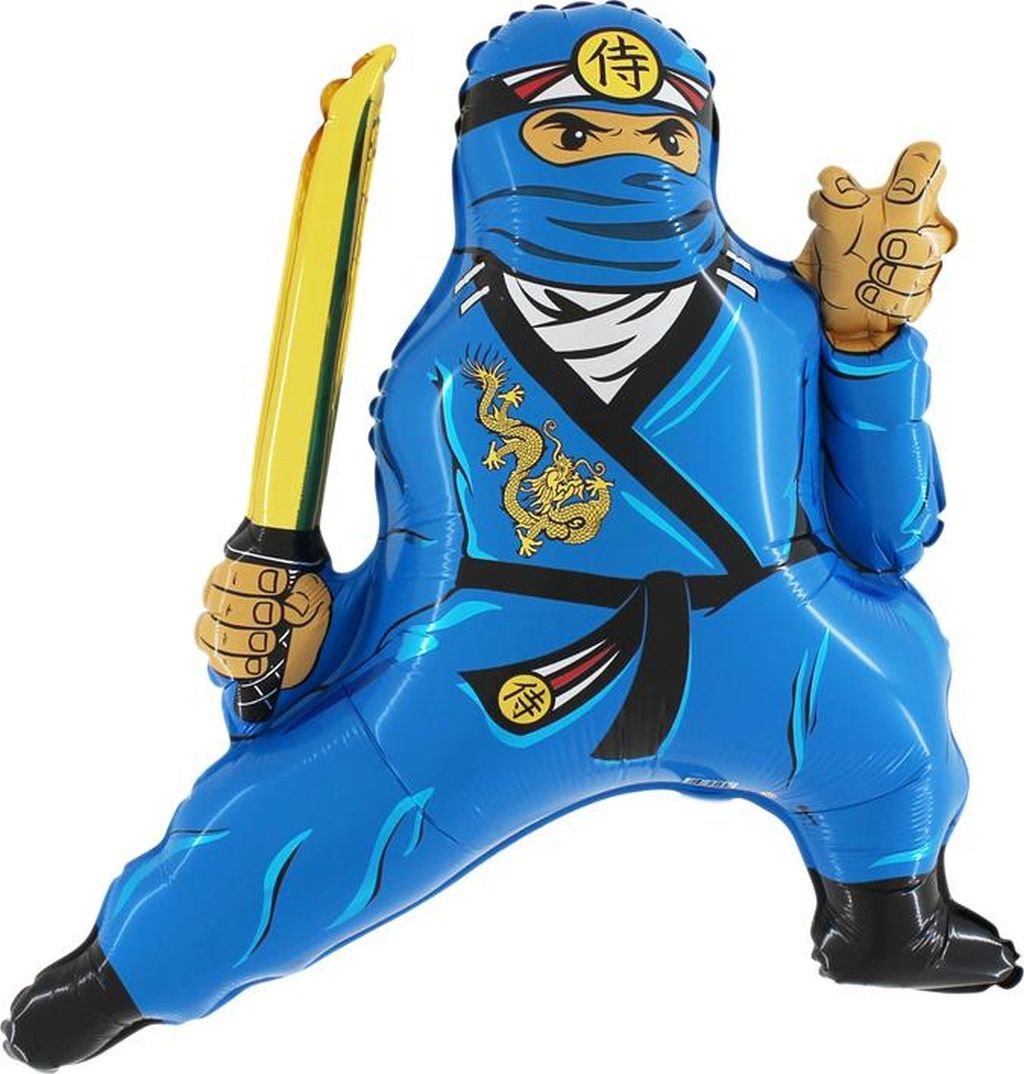 Grabo Ninja Foil Balloon, Blue (1pcs), Large, Reusable, Unisex, All Ages, General Audience, 60 cm x 70 cm