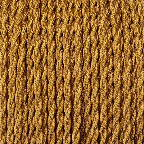 GreenSun Kabel tekstylny, pleciony materiałowy, kabel zasilający, 2-żyłowy, 2 x 0,75 mm², skręcany, pojedynczo pleciony, DIY, 10 m, złoty