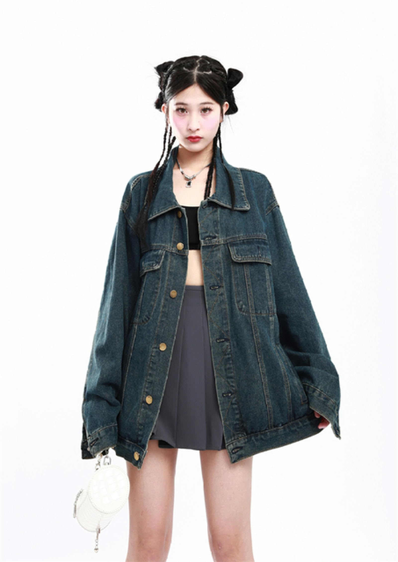 Chaquetas vaqueras retro americanas gran tamaño mujer moda coreana Y2K