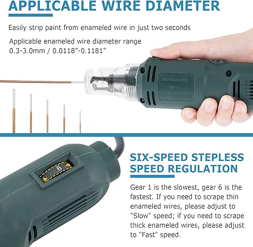 Miniatura 3 de MXBAOHENG Cortador de pelacables de mano 75 W, raspador de pintura de alambre esmaltado 12000r/min (110V)