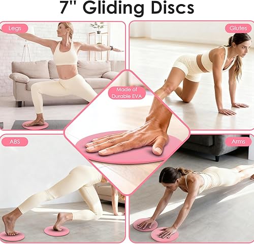 Miniatura 4 de Juego de 16 anillos y bolas de pilates rosas para mujer con círculo mágico de 15 pulgadas, kit de equipo de pilates para el hogar con peso ajustable