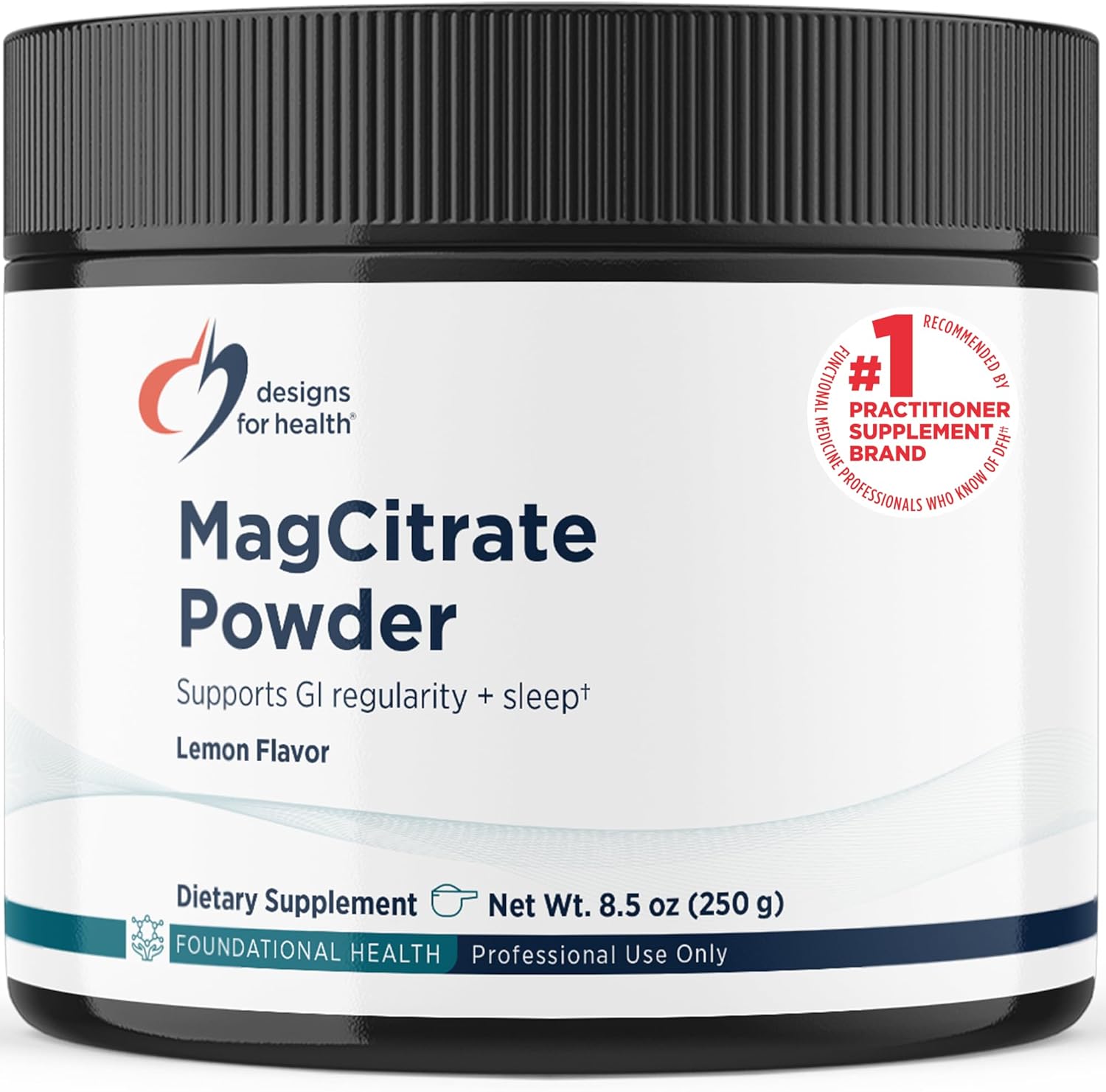 Designs for Health MagCitrate Powder - 300mg Magnesium Citrate to Support Calm, Occasional Constipation + Regularity - Non-GMO, Gluten Free Delicious Drink Mix Add-in, Lemon Flavor (60 Servings/240g)
