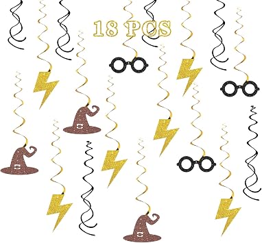 Maicaiffe Magic Theme Hanging Swirl Decorations - Glitter 18 Pcs Boy Birthday Party Supplies - Boys Girls Birthday Streamers - Halloween Party Foil Swirls Ceiling Decorations