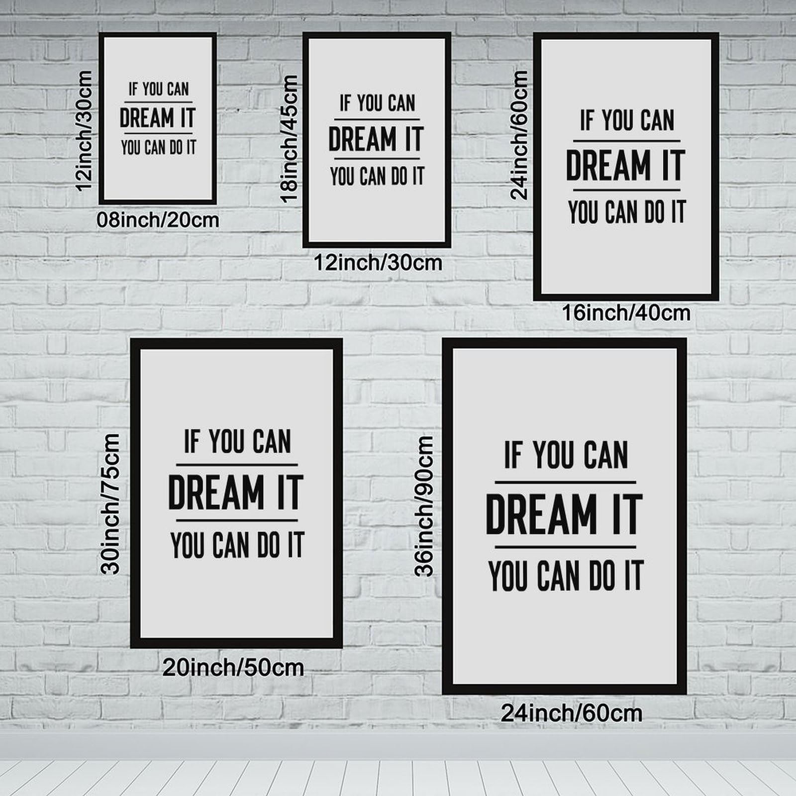 Mnyuein Poster « If You Can Dream It » avec citations de motivation