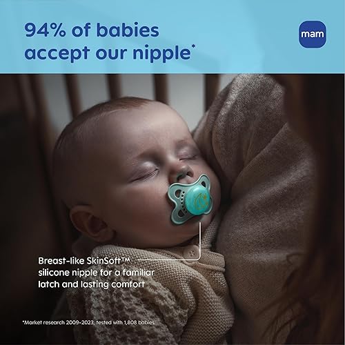 Miniatura 5 de MAM Chupetes Originales de Día y Noche, Chupete Binky de 0 a 6 Meses, Silicona Sin BPA, Brilla en la Oscuridad, Mejor para Bebés Recién Nacidos