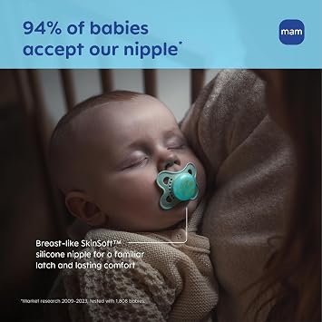 MAM Original Baby Pacifiers 0-6 Months, Glows in The Dark, 4 Pack