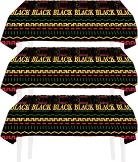 KYMY Black History Month Table Covers, 3 Pack African American February Festival Rectangular Plastic Disposable Tablecloths 54 x 108 inches for BHM Pride Party Decorations