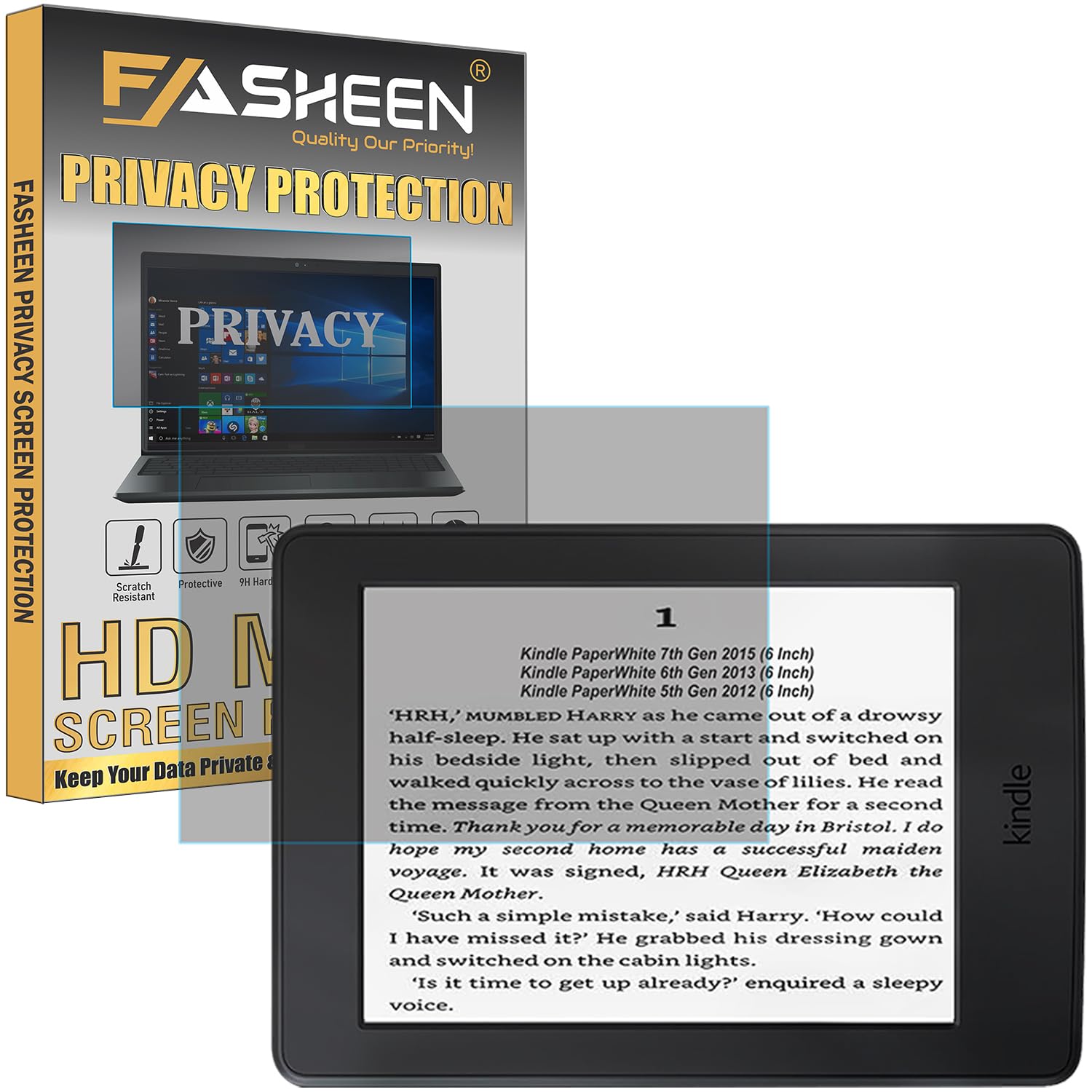 FASHEEN Privacy Anti Peep Screenguard Compatible With 6 Inch Tablet Kindle Paperwhite 7th Gen 2015 / 6th Gen 2013 / 5th Gen 2012 Tab (6" InchTab) Anti Spy Matte Screen Protector Not a Tempered Glass-image-44