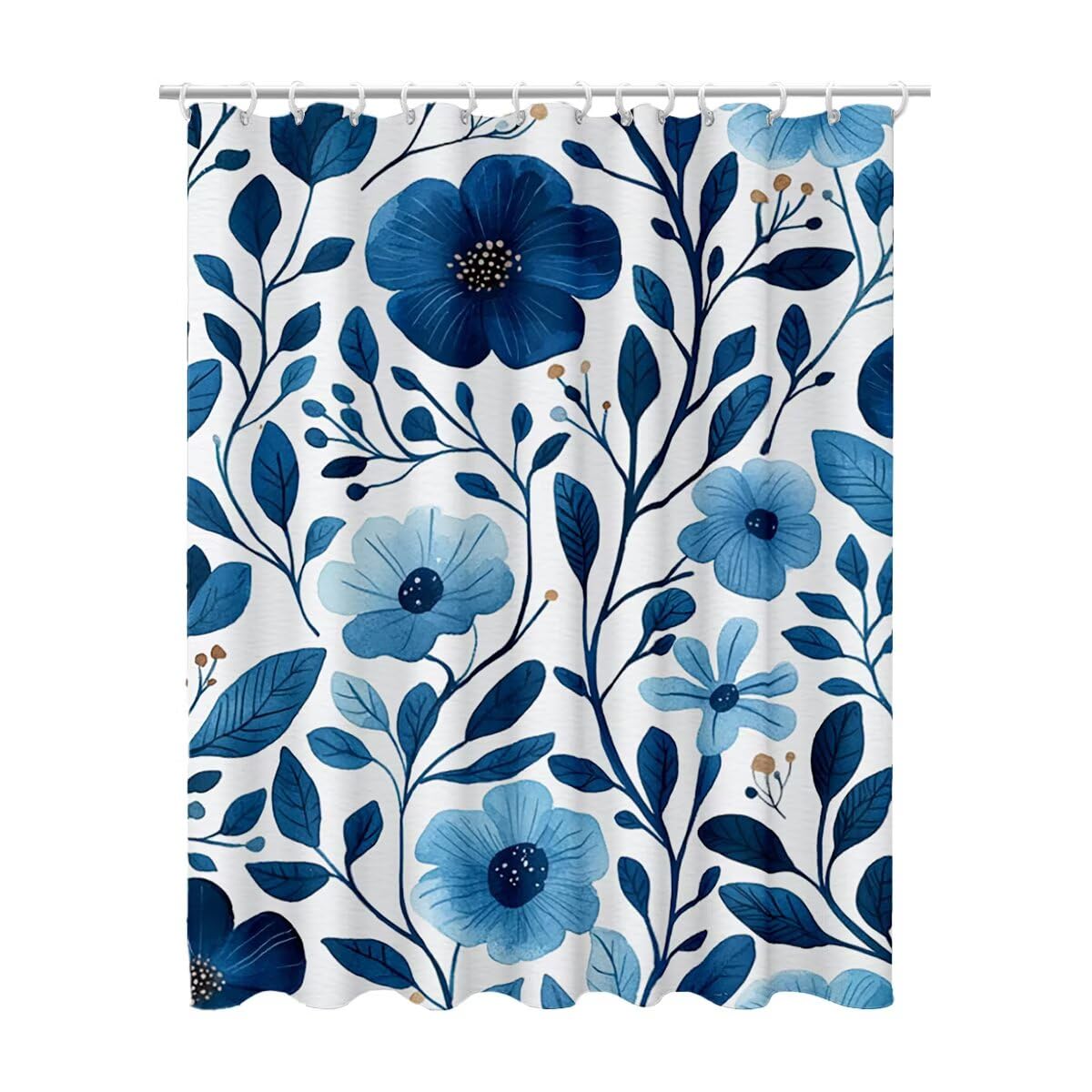 Cadeau femme M-44 rideau de douche floral bleu 180x200 en polyester de qualité