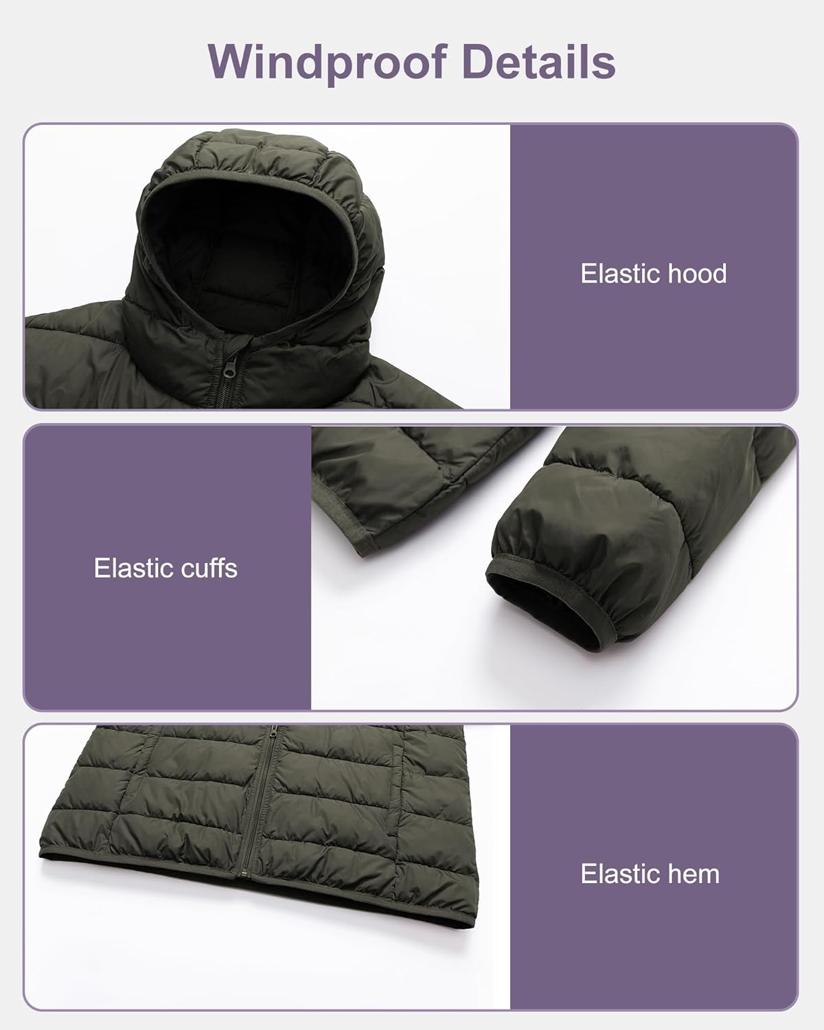 Chrisuno Women's Plus Size Lightweight Puffer Jacket Packable Winter Warm Quilted Bubble Coat Waterproof Windproof Hooded