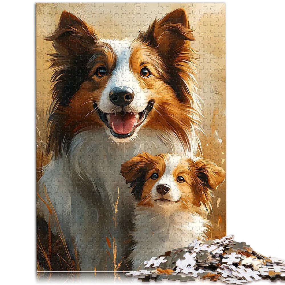Portrait de Chiot Border Collie Puzzle pour Adultes 2000 pièces Casse-tête pour Car C'est Un pour Toute la Famille 70x100cm