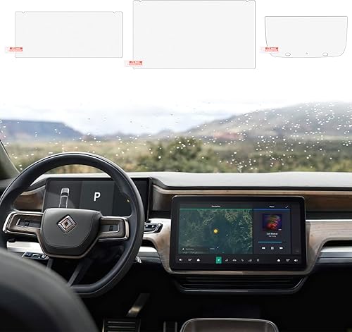 Protector de pantalla de vidrio templado compatible con Rivian R1T R1S 2022, 2023, 2024, 2025, accesorios interiores para salpicadero, pantalla
