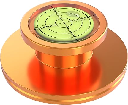 Record Weight Disc Stabilizer Turntable Level Speed Measure Strobe Scale Record Puck Aluminum LP Weight Clamp with Bubble Level for Vinyl Record Player Phonograph Gold