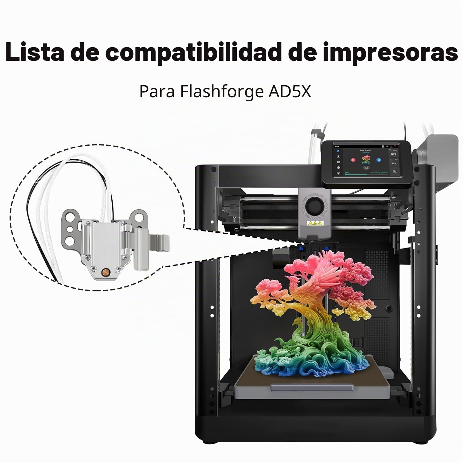 HzdaDeve Kit de montaje de calefacción para Flashforge AD5X Hot End Calefacción Componente con cartucho de calefacción y termistor Sensor de temperatura Clip de base aislante del calor para Flashforge