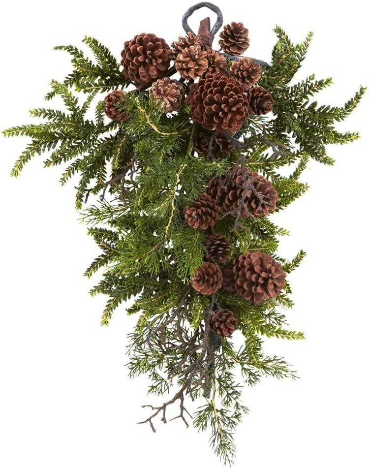 Nearly Natural 26in. Pine & Pinecone Teardrop