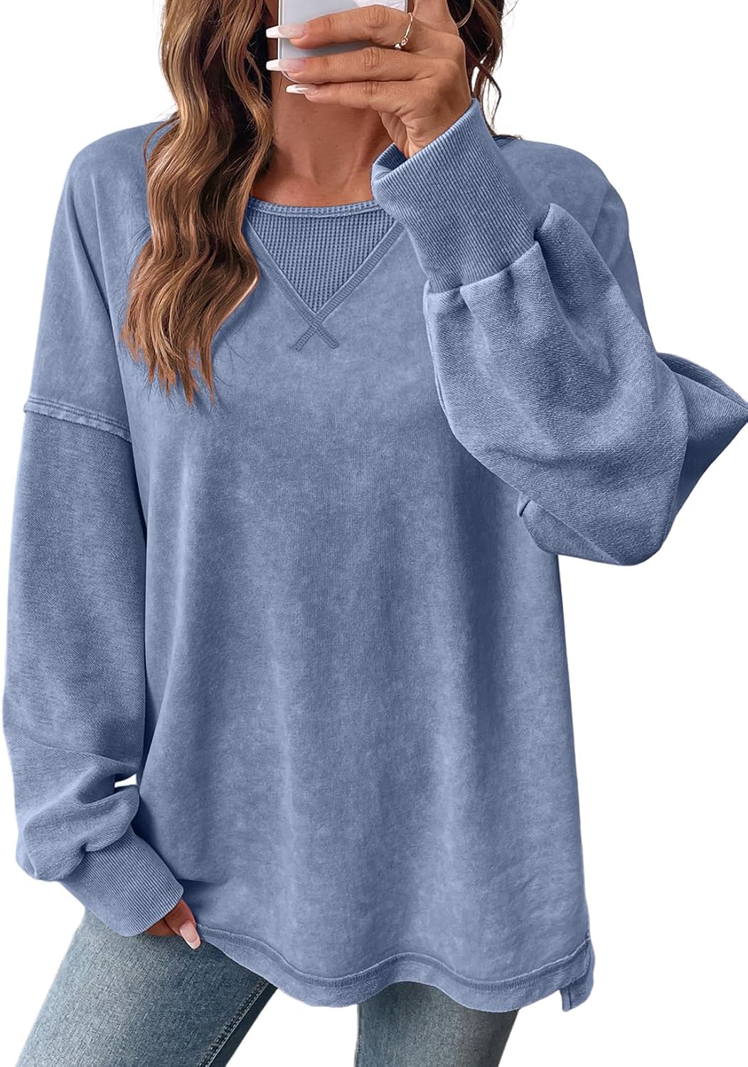 SHEWIN Women's Long Sleeve Crewneck Sweatshirt