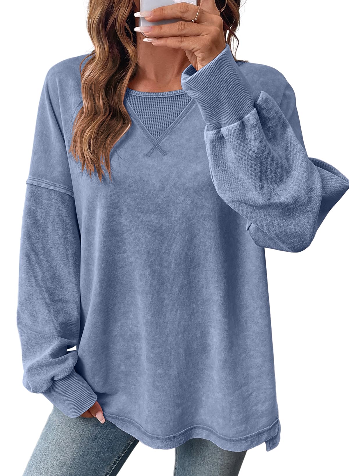 SHEWIN Women's Long Sleeve Crewneck Sweatshirt