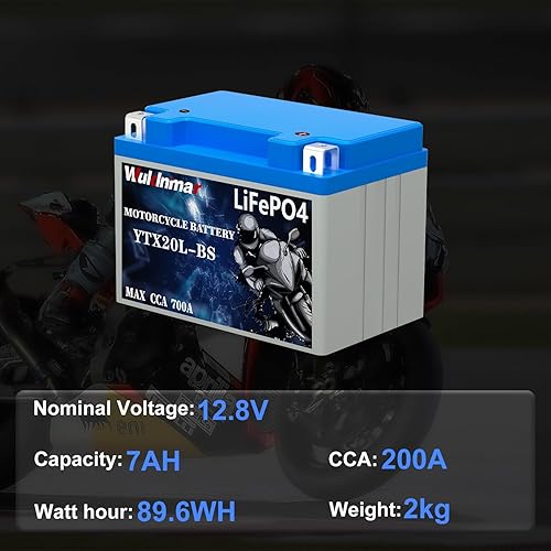 Miniatura 3 de Batería de litio para motocicleta, batería ATV 12V, YTX20L-BS, LifePO4 12V 7Ah 700A CCA, batería de litio Powersport, batería Harley para ATV, UTV,