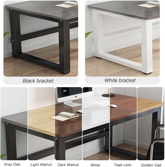 Simple table Desk Escritorios de oficina Basic desk Simple desk Modern simple style computer desk non-foldable metal frame suitable for home office study writing(White,40*80cm/15.7*31.5in)