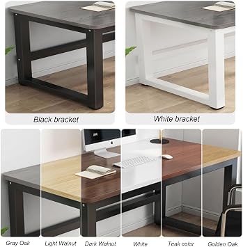 Simple table Desk Escritorios de oficina Basic desk Simple desk Modern simple style computer desk non-foldable metal frame suitable for home office study writing(White,40*80cm/15.7*31.5in)