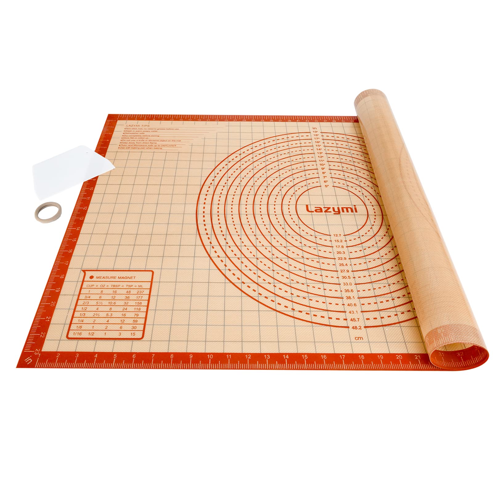 Tappetino Da Pasticceria In Silicone Extra Large 80x60 Cm – Antiaderente, Antiscivolo, Con Misure – Inclusi Raschietto E Pennello