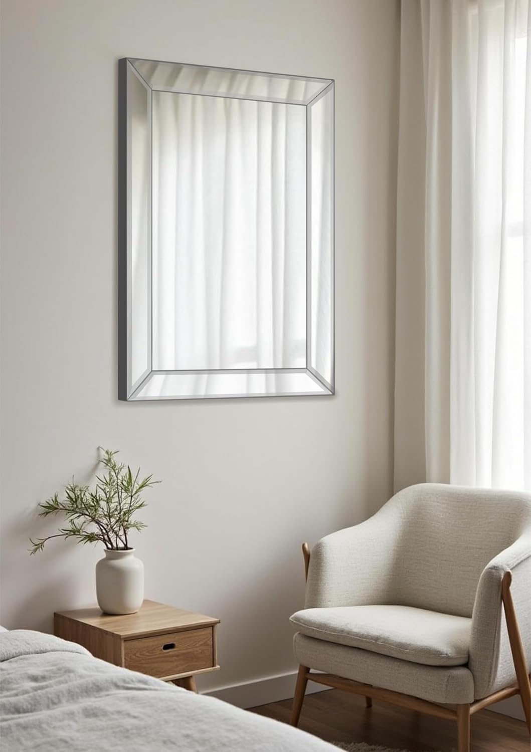 Mirrors and More 16x20 Frameless Rectangle Mirror, Polished Beveled Edge Glass, Vertical or Horizontal Vanity Mirror Wall Mounted, Distortion Free for Bathroom, Bedroom, Living Room, Entryways