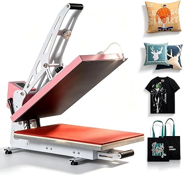 16"x24" Semi-Automatic Heat Press Machine,Infrared Laser Alignment,1800W Digital Control Heat Transfer Printer,Slide-Out Platen,Teflon Coated Fast Heating Industrial Clamshell Press for T-Shirts,Pink