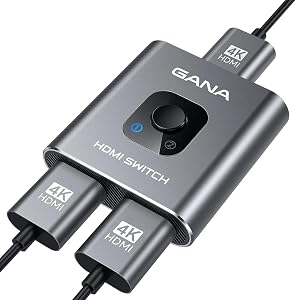GANA HDMI-Splitter 4 K, 2 in 1 oder 1 Eingang, 2 Ausgänge aus Aluminium, für TV, PC, Laptop, DVD, PS4, PS3, Xbox 360, Xbox One, TV Stick, Spielbox, Player