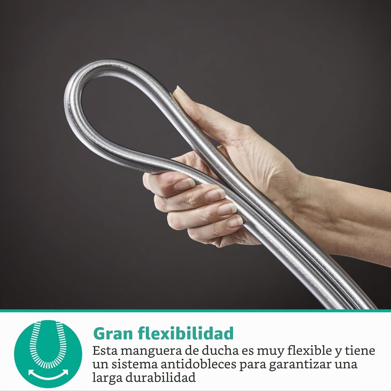 hansgrohe Isiflex - flexo de ducha universal 1,60 m, sistema anti-torsión, manguera de ducha flexible y resistente a las torceduras, incl. juntas, cromo, 28276000