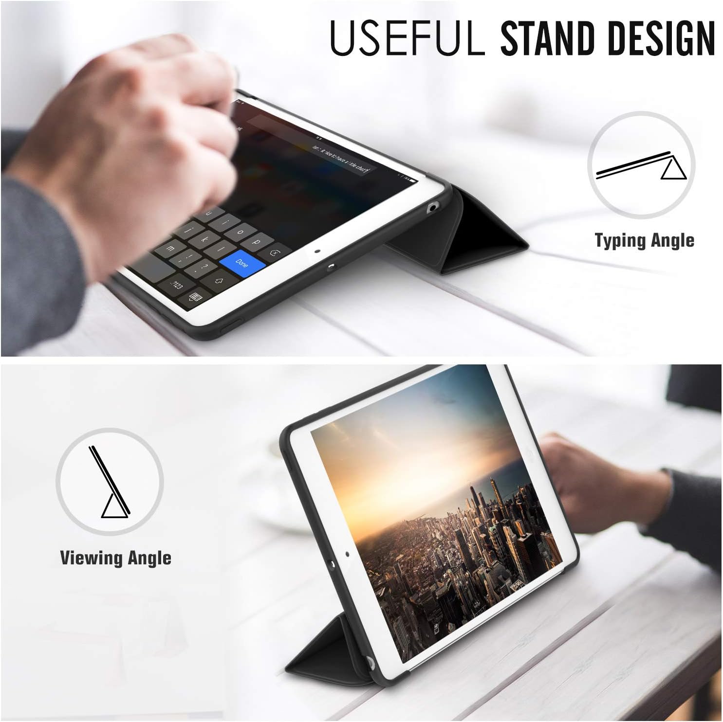 MoKo Case Fit iPad Mini 3/2/1, Slim Smart Shell Stand Folio Case with Soft TPU Back Cover Compatible with iPad Mini 1/Mini 2/Mini 3, Auto Wake/Sleep - Black