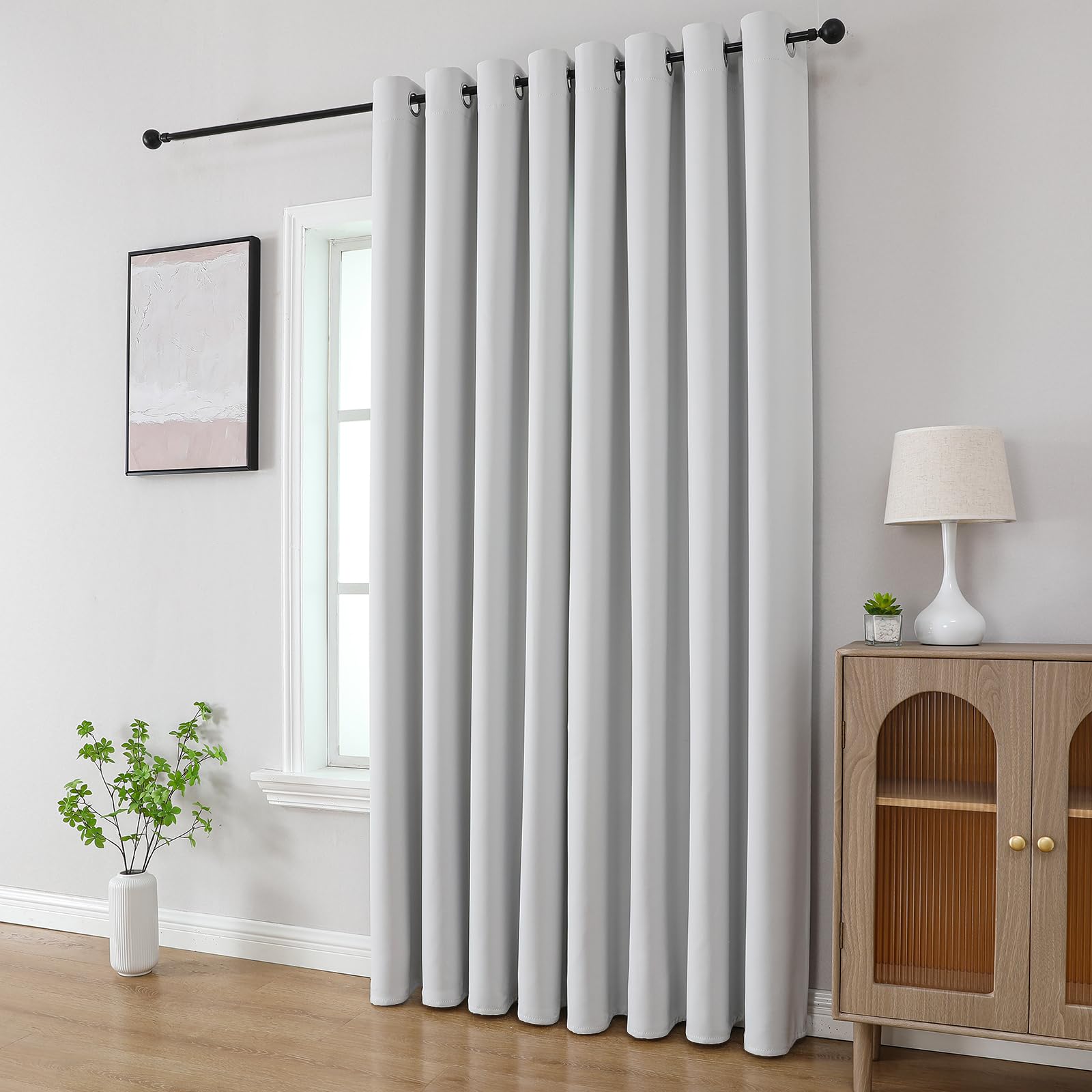 CUCRAF Tende oscuranti lunghe 228,6 cm, isolamento termico, tende oscuranti per camera da letto, tende che bloccano la luce, per cucina e soggiorno, set di 2 pannelli, 133 x 228 cm, bianco grigiastro