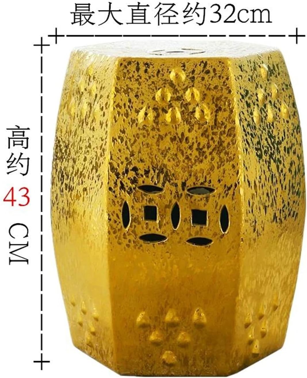 Decorative Garden Stools, Chinese Antique Style Ceramic Stool for Home Garden Decor Garden Ceramic Stool(B)