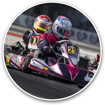 Vinyl Stickers Set of 2 7.5cm - Go Karting Racing Kart #16474