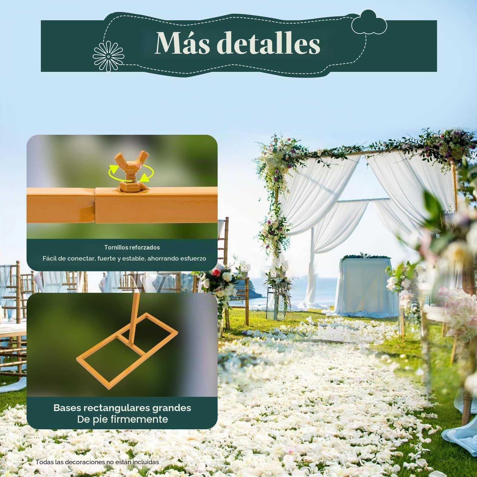 3 x 3 m de arco de boda cuadrado de metal para fondo, para ceremonias de boda, fotomatón de cumpleaños, decoración de fiestas