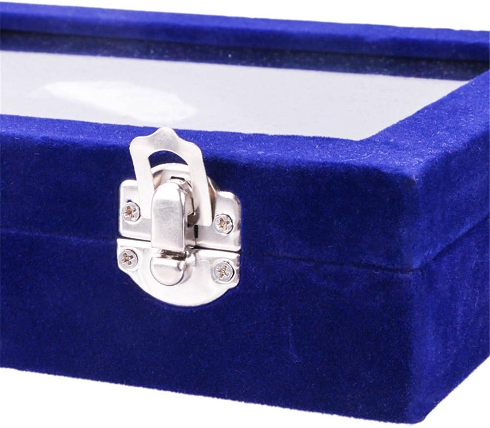 24 Grids PU Velour Leather Multipurpose Jewellery Storage Box Ring/Earrings/Necklace Tray Display Case Organizer - Dark Blue