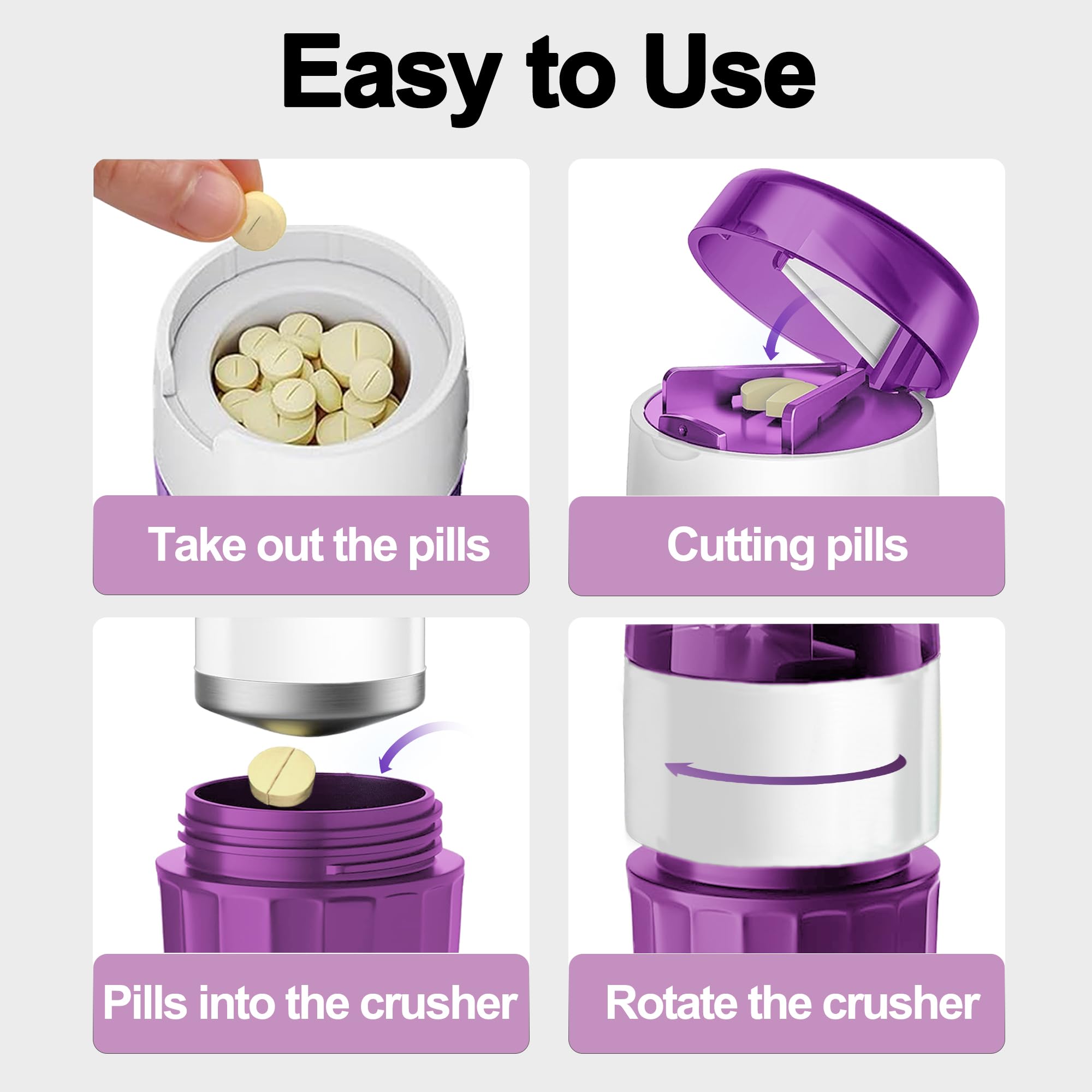 DUBSTAR 3-in-1 Pill Crusher Fine Powder Pill Grinder Pill Cutter Purple — Amazon image 6
