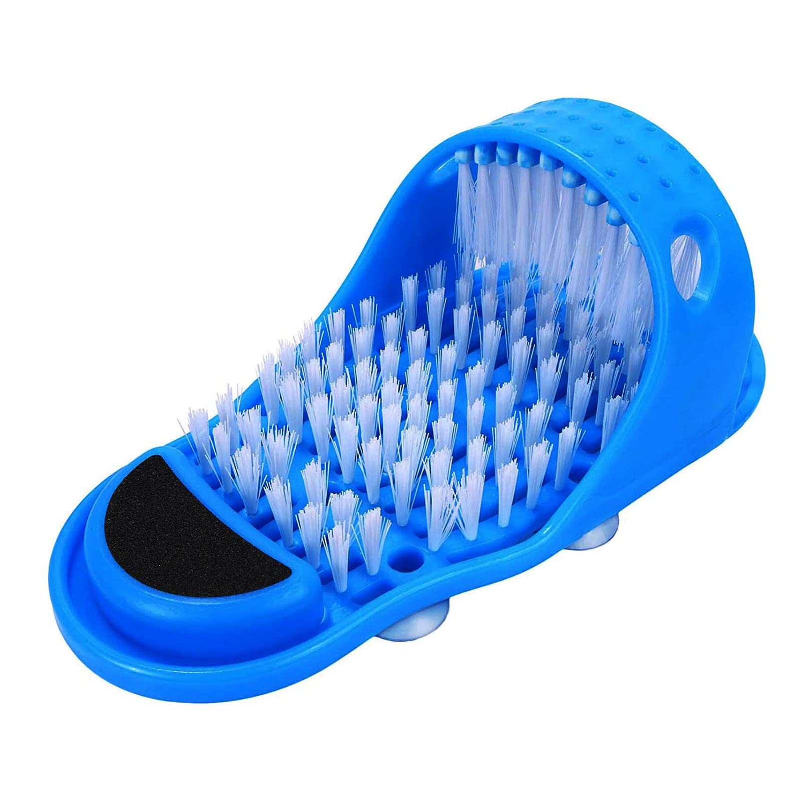 Magic Feet Cleaner, Xfaiz Blue Feet Cleaner Washer Brush Exfoliate Cleaner Bristle Slipper No Bending Foot Massager for Washer Shower Spa Massager Slippers (1),28.5*11.5cm