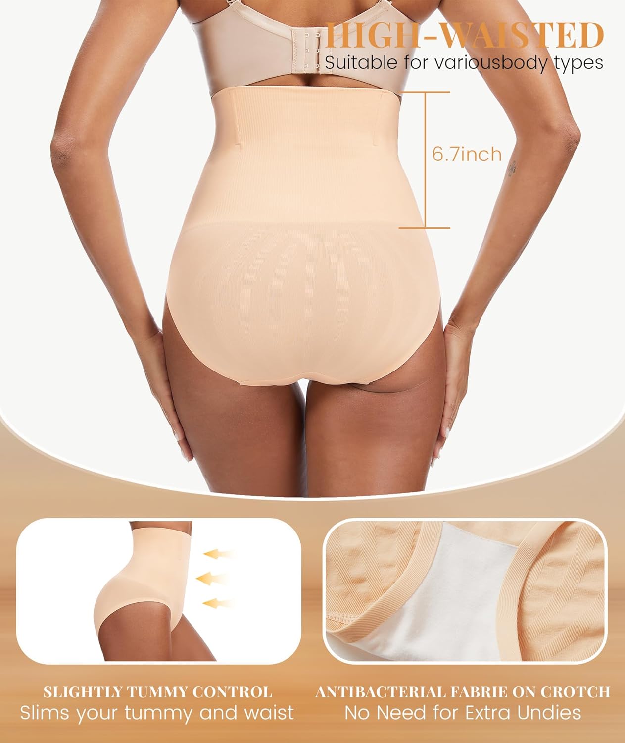 Tummy Control Shapewear Underwear for Women, High Waist Briefs Seamless Shorts, Compression Body Shaper Panties - Image 3