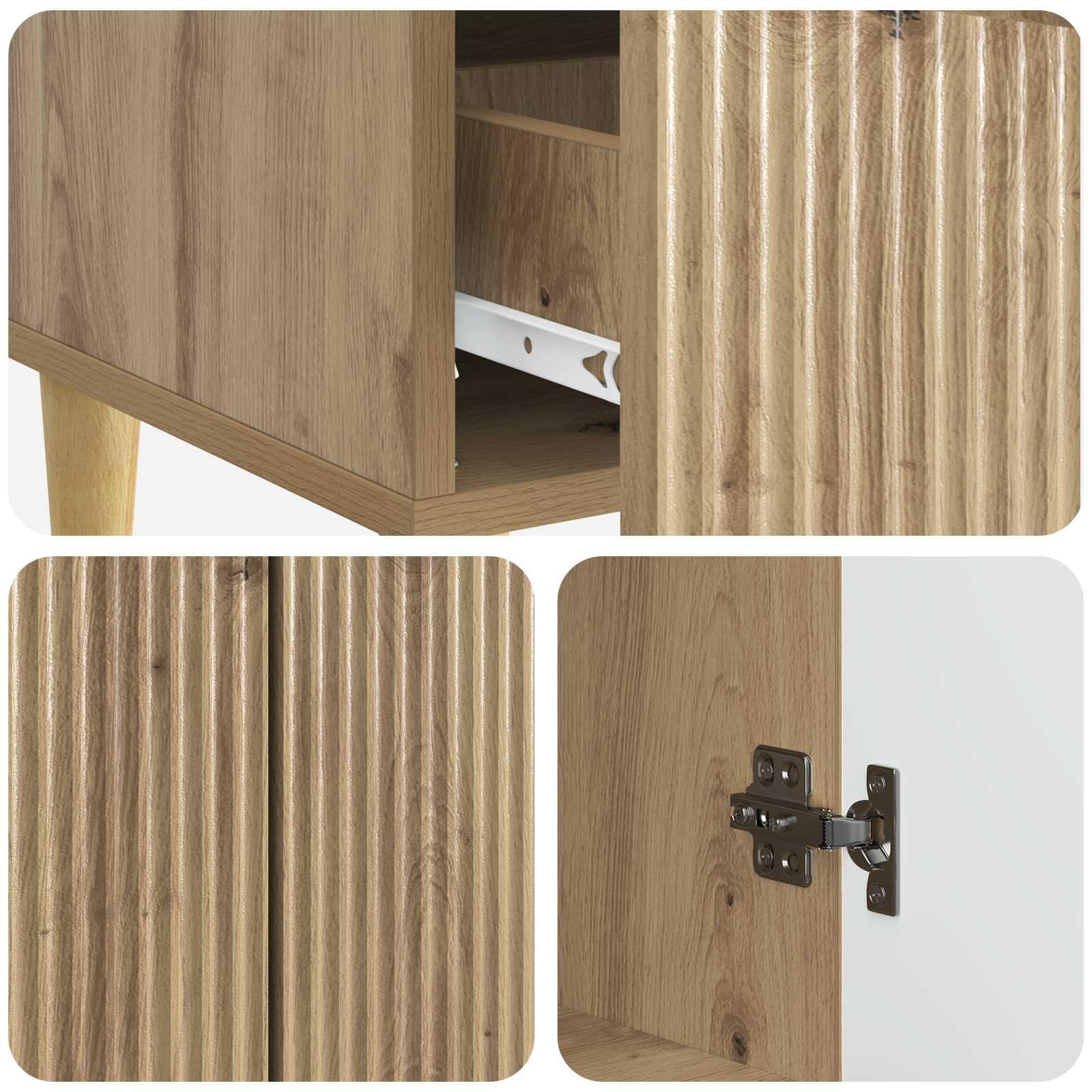 Madera de ingeniería para salón y comedor Roble artisan 66 x 34 5 x 95 cm | Aparador Roble Artisan 66x34,5x95 cm Madera Ingeniería Bufet con Puertas y Cajón para Comedor, Salón u Oficina