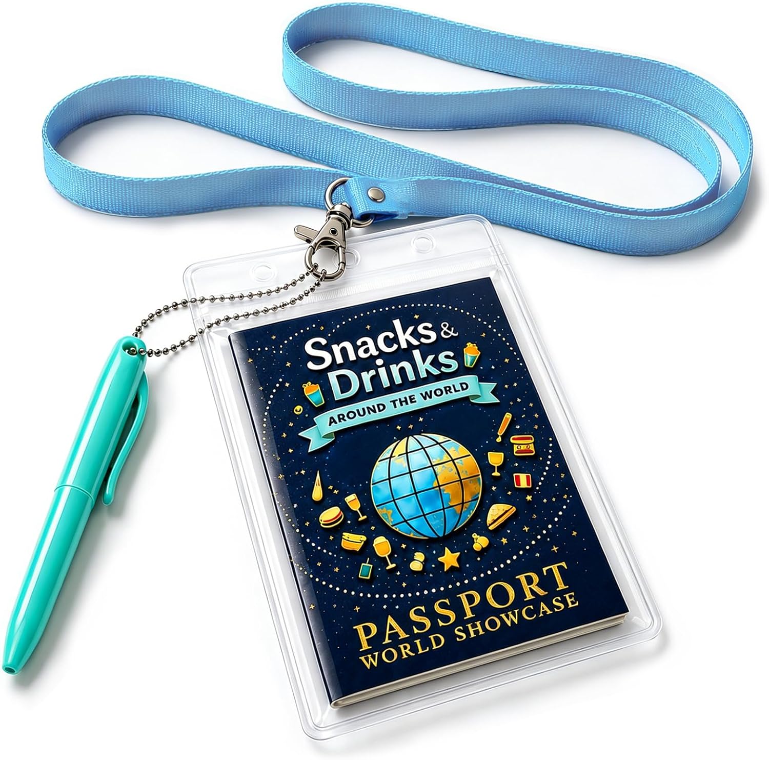 Snacks and Drinks Around the World Passport Booklet with Lanyard, Graduation Trip Bachelorette Party Birthday Drink Passport, Travel Memory Book for Food and Drink Challenge