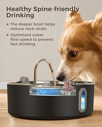 Miniatura 5 de Fuente de agua de acero inoxidable para perros, fuente de agua para gatos con filtros de repuesto, ideal para perros grandes, gatos y hogar con