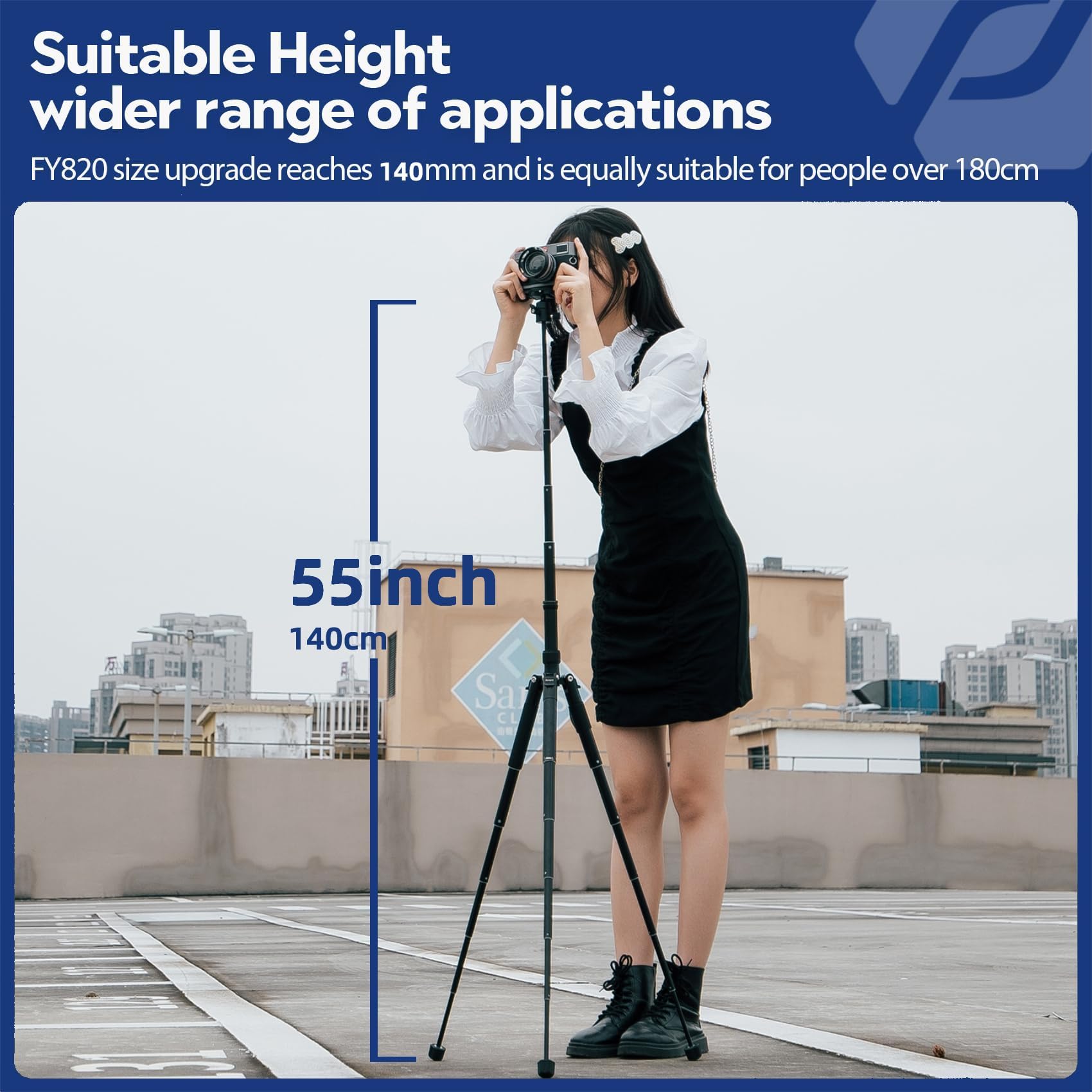 Fotopro Lekki kompaktowy statyw podróżny, wielofunkcyjny mini statyw z aluminiową głowicą kulową, zdejmowany kij do selfie, składany tylko 21,8 cm, maksymalne obciążenie do 3 kg, niebieski