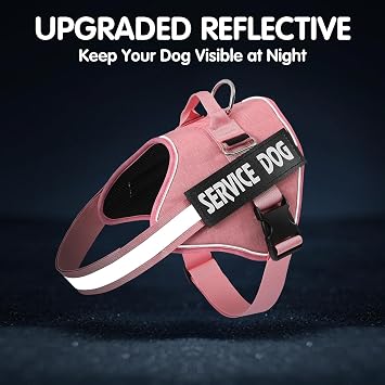 Service Dog Harness Small Medium Large, Adjustable Emotional Support Dog in Training Harness with Sturdy Handle, Reflective Therapy Puppy Vest, XS, Light Pink