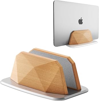 AFOOYO Vertical Laptop Stand - Wooden Adjustable Laptop Holder,Desktop Dock Compatible with All MacBook, Surface,Chromebook,Dell & MoreBeechwood